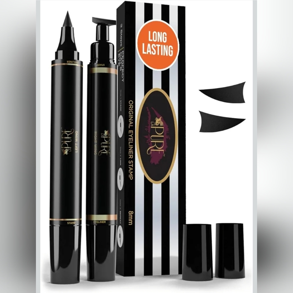 Pure Black Eyeliner & 2 Different Size Cat Eye Stamps NWOT